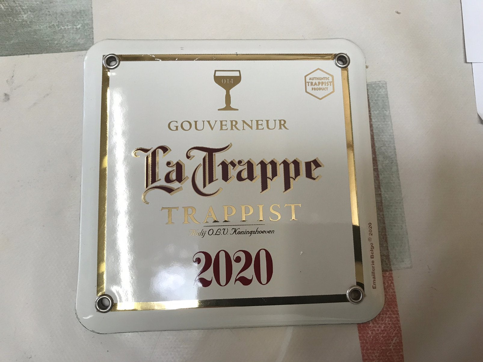 La Trappe emaille reclamebordje, Verzamelen, Ophalen of Verzenden, Gebruikt, Reclamebord