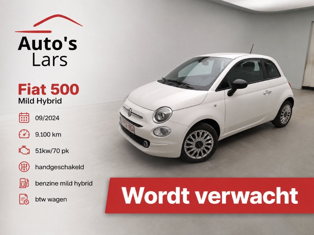 Wordt verwacht Fiat 500 Mild Hybrid 2024 9.100 km, Achat, Euro 6, Entreprise, Boîte manuelle