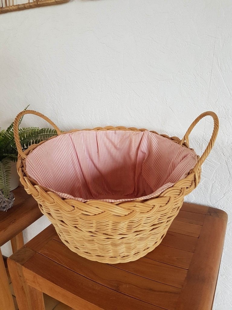panier corbeille en osier avec anses manne vintage, Enlèvement ou Envoi, Utilisé, Osier, Panier
