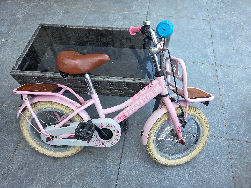 Kinderfiets super super cooper roze, Fietsen en Brommers, Ophalen, Terugtraprem, Gebruikt, Handrem