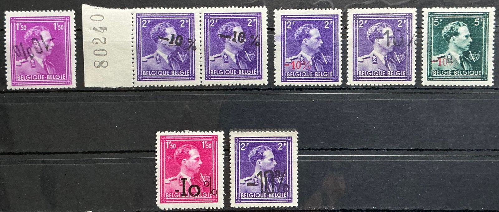 LOT A3. 1946  LEOPOLD III opdruk. 6 MNH + 2 gratis., Postzegels en Munten, Koninklijk huis, Orginele gom, Ophalen of Verzenden