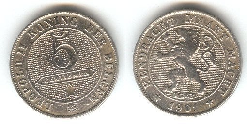België: 5 cent 1901 VL in PRACHTIG !! = morin 253, Verzenden, Losse munt