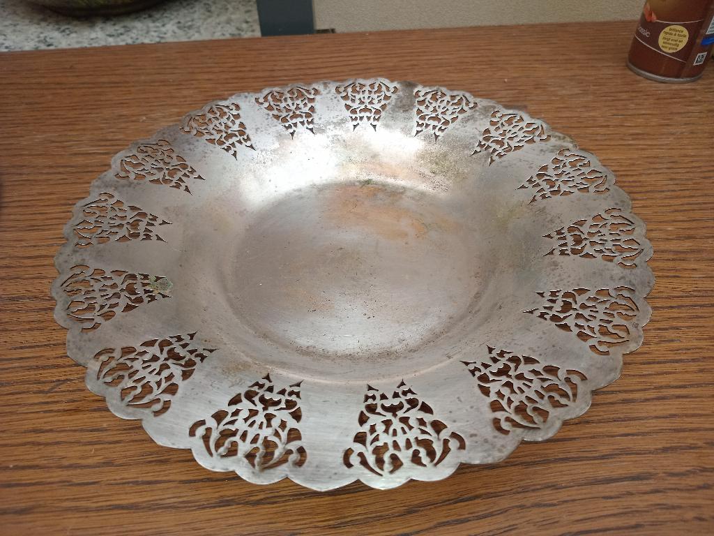 verzilverde schaal 1920, Antiek en Kunst, Ophalen of Verzenden, Zilver