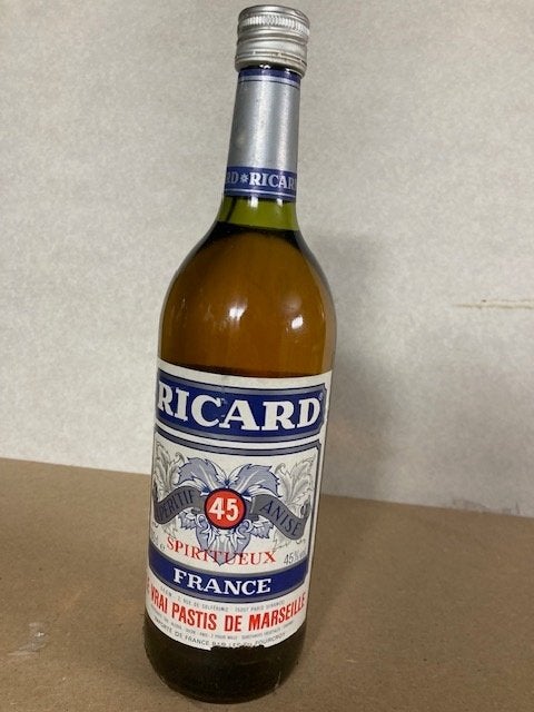 Très ancienne bouteille de Ricard pleine de 1 litre., Collections, Enlèvement, Comme neuf, France, Pleine
