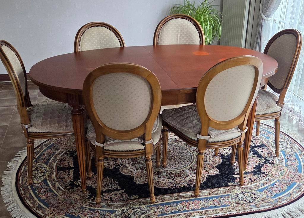 Tafel en 6 stoelen kerselaar, Huis en Inrichting, Ophalen, Gebruikt
