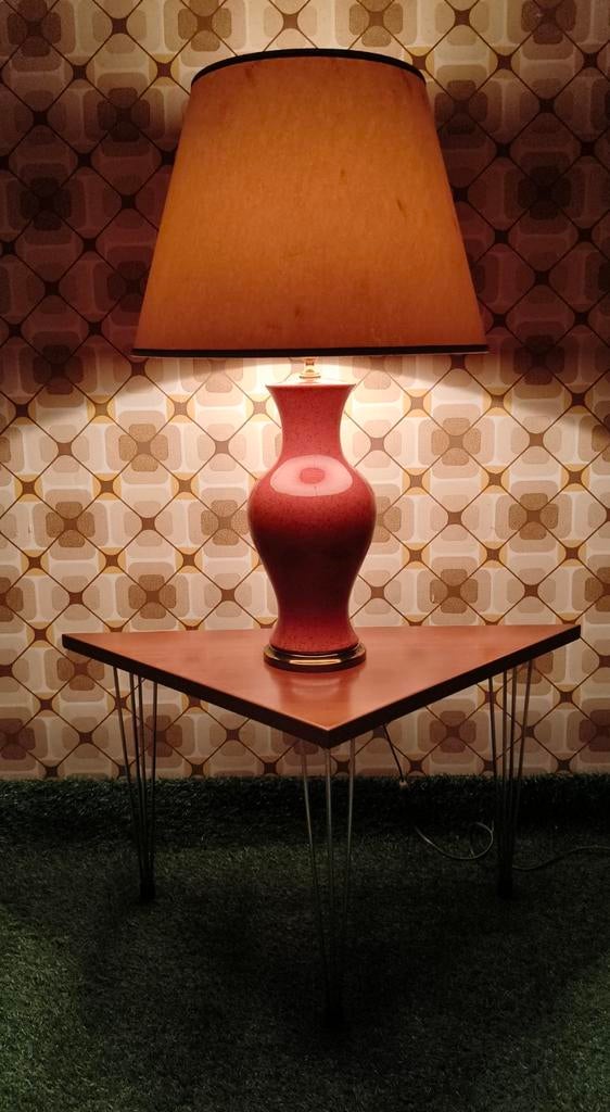 Lampe de table vintage des années 70 — céramique orange/roug, Enlèvement