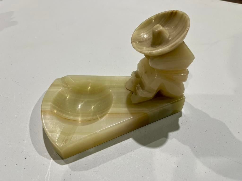 Vintage onyx asbak | Mexicaan met sombrero, gesneden, Antiek en Kunst, Ophalen of Verzenden