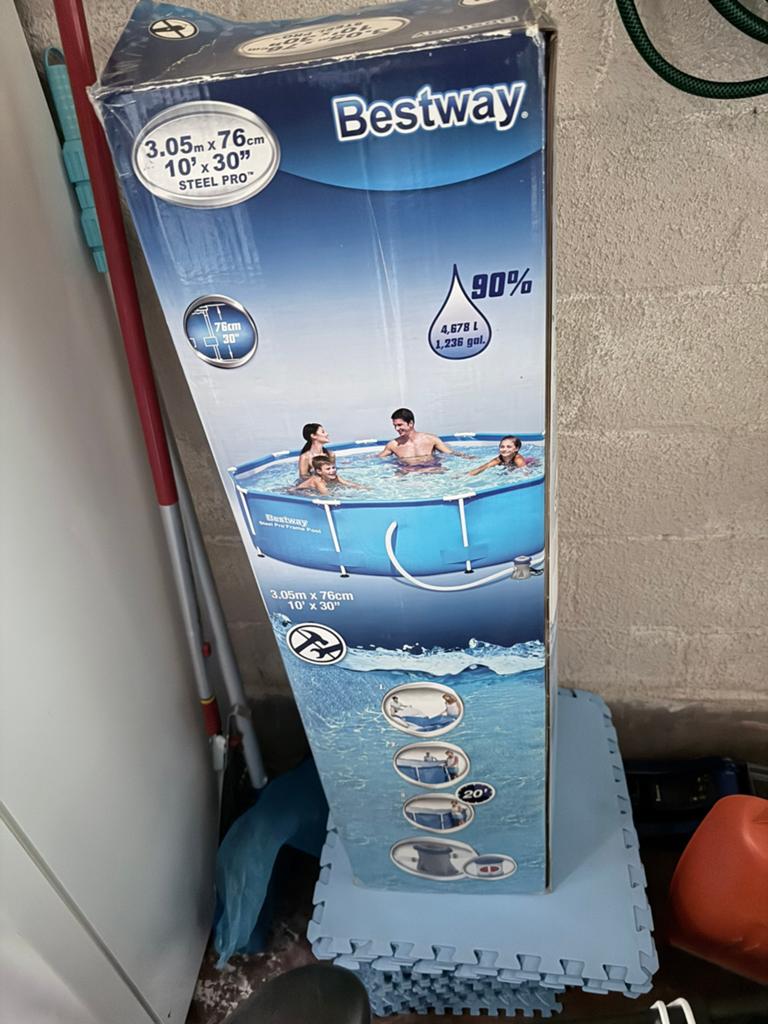 Compleet zwembad te koop, Jardin & Terrasse, Piscines, 200 à 400 cm, 300 cm ou plus, Comme neuf, Enlèvement