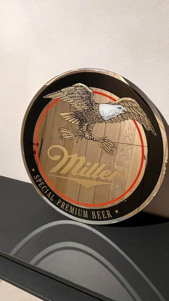 Miller spiegel, Ophalen, Gebruikt, Reclamebord, Plaat of Schild