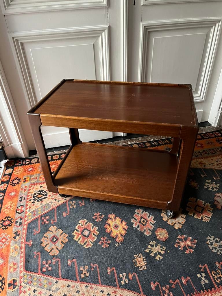 VINTAGE MIDCENTURY DEENS TAFEL TROLLEY TEAK ZEER MOOI!, Antiek en Kunst, Ophalen