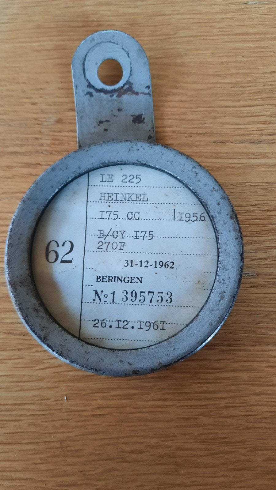 Vintage Belgische fiscale taksschijfhouder Heinkel, Enlèvement