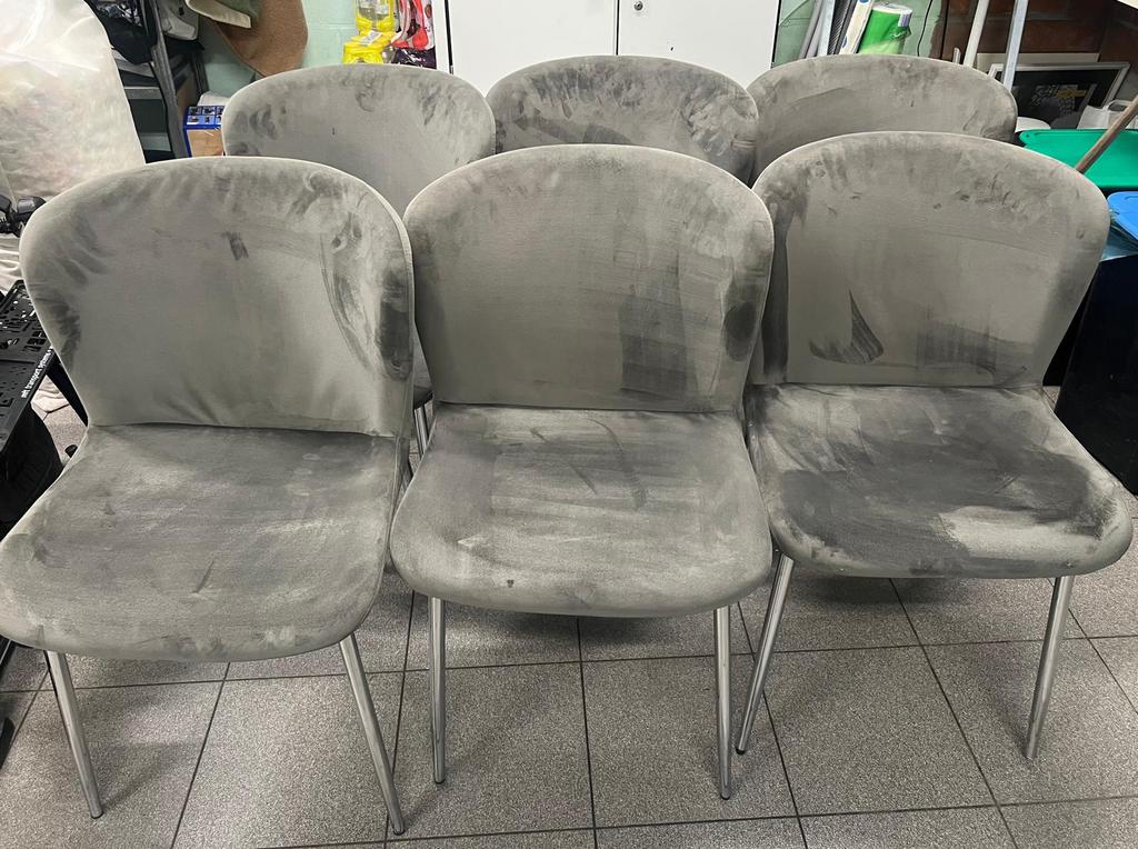 Chaise velours grise 6, Huis en Inrichting, Stoelen, Ophalen, Overige materialen, Gebruikt, Grijs
