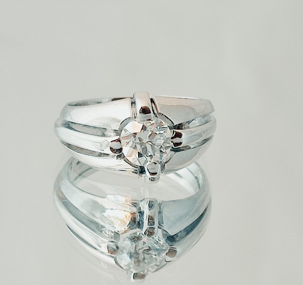 Aertdeco platinum ring met diamant F/VS1,certificaat, Bijoux, Sacs & Beauté, Bagues, Enlèvement ou Envoi, Femme ou Homme, Comme neuf