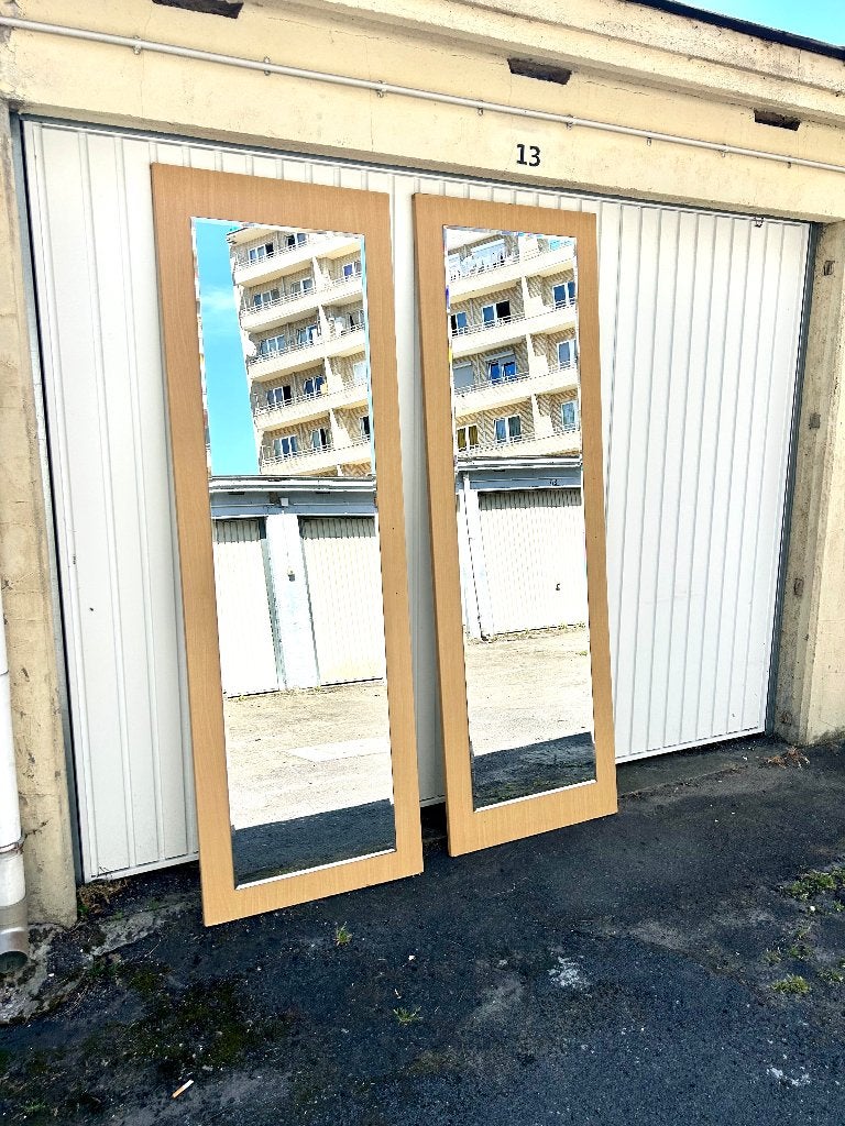 Paire de grands miroirs biseautés à poser 197 x 64 cm, Enlèvement, 50 à 75 cm, 150 à 200 cm
