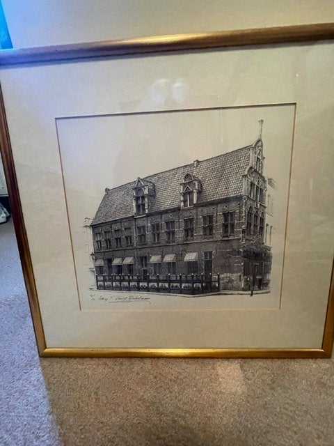 Originele ets Daniël Winkelmans -"Sotscop" Mechelen, Ophalen, 44 cm, Ets, 46 cm