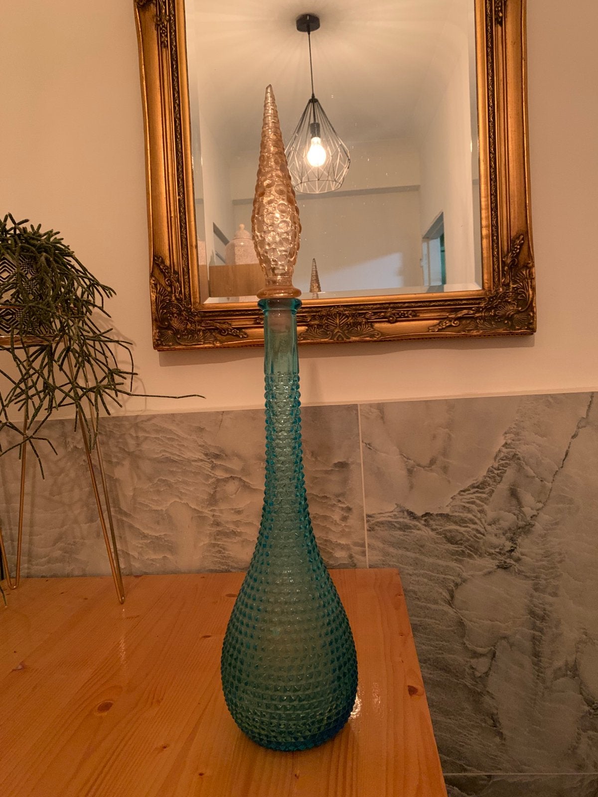 Empoli Genie Bottle turquoise/aqua, Ophalen of Verzenden, Zo goed als nieuw, Glas