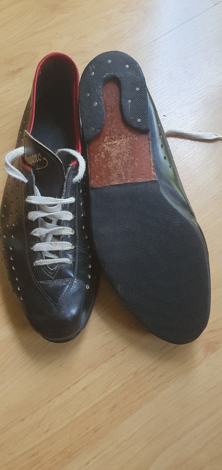 Retro fietsschoenen – echt leder – maat 38, Verzenden, Zwart, Lugano, Gedragen