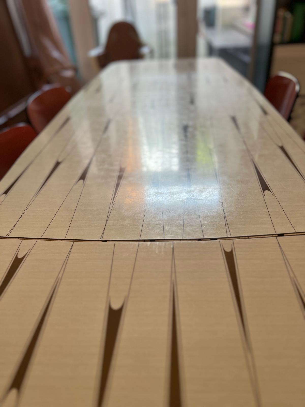 Mid-century eettafel van formica, messing ,eikenhout 1960 , Ophalen, Vintage mid-century, 50 tot 100 cm, Vijf personen of meer