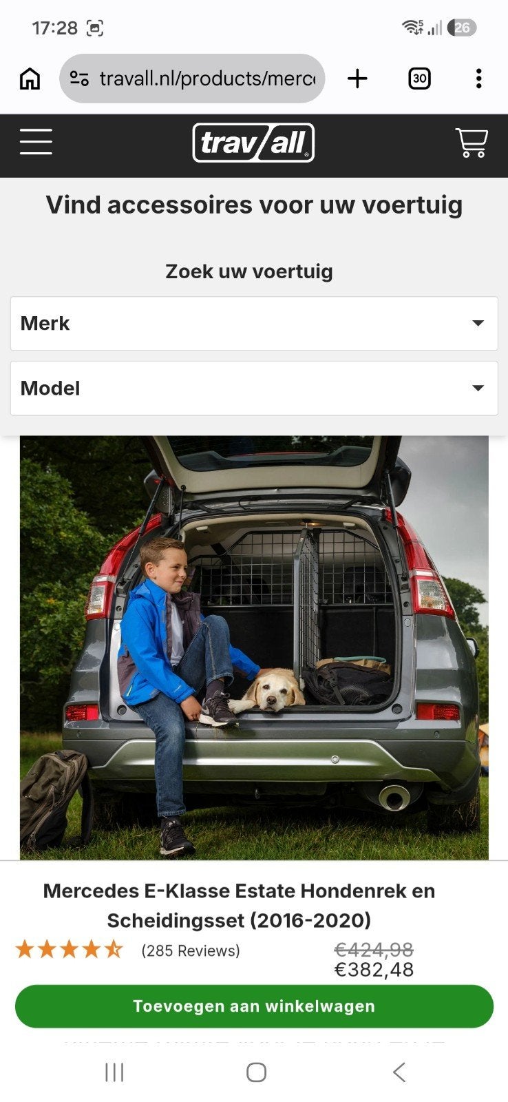 Mercedes E-Klasse Estate Hondenrek en Scheidingsset