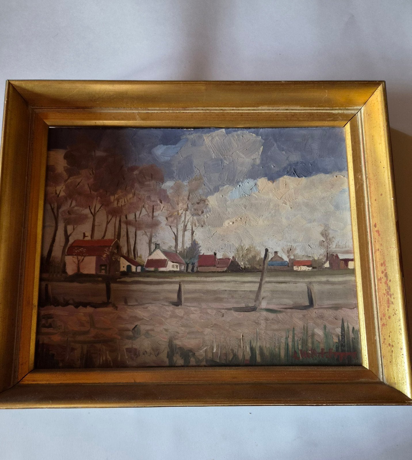 Huile sur panneau, Antiquités & Art, Enlèvement ou Envoi, Signé, Peinture à l'huile, Panneau