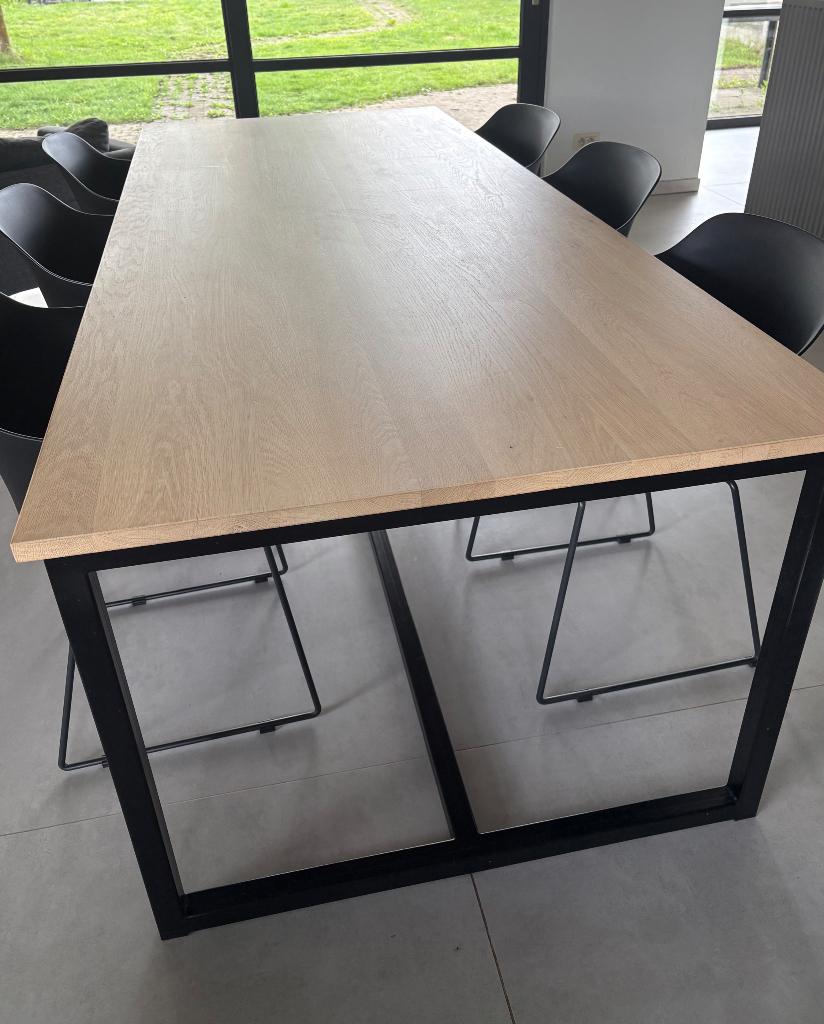 Eiken tafel 240 x 100 met 6 stoelen, Huis en Inrichting, Tafels | Eettafels, Ophalen, 100 tot 150 cm, Eikenhout, 200 cm of meer