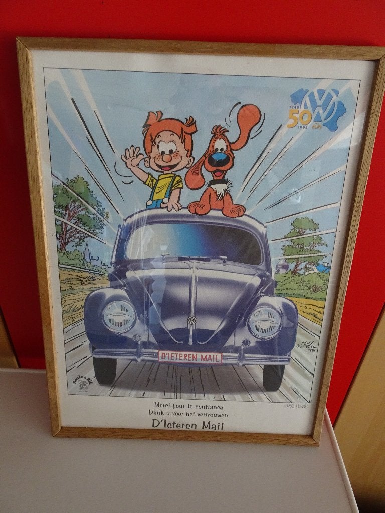 Cadre publicitaire VW Coccinelle - Boule & Bill, Enlèvement ou Envoi, Autres personnages, Utilisé, Image, Affiche ou Autocollant