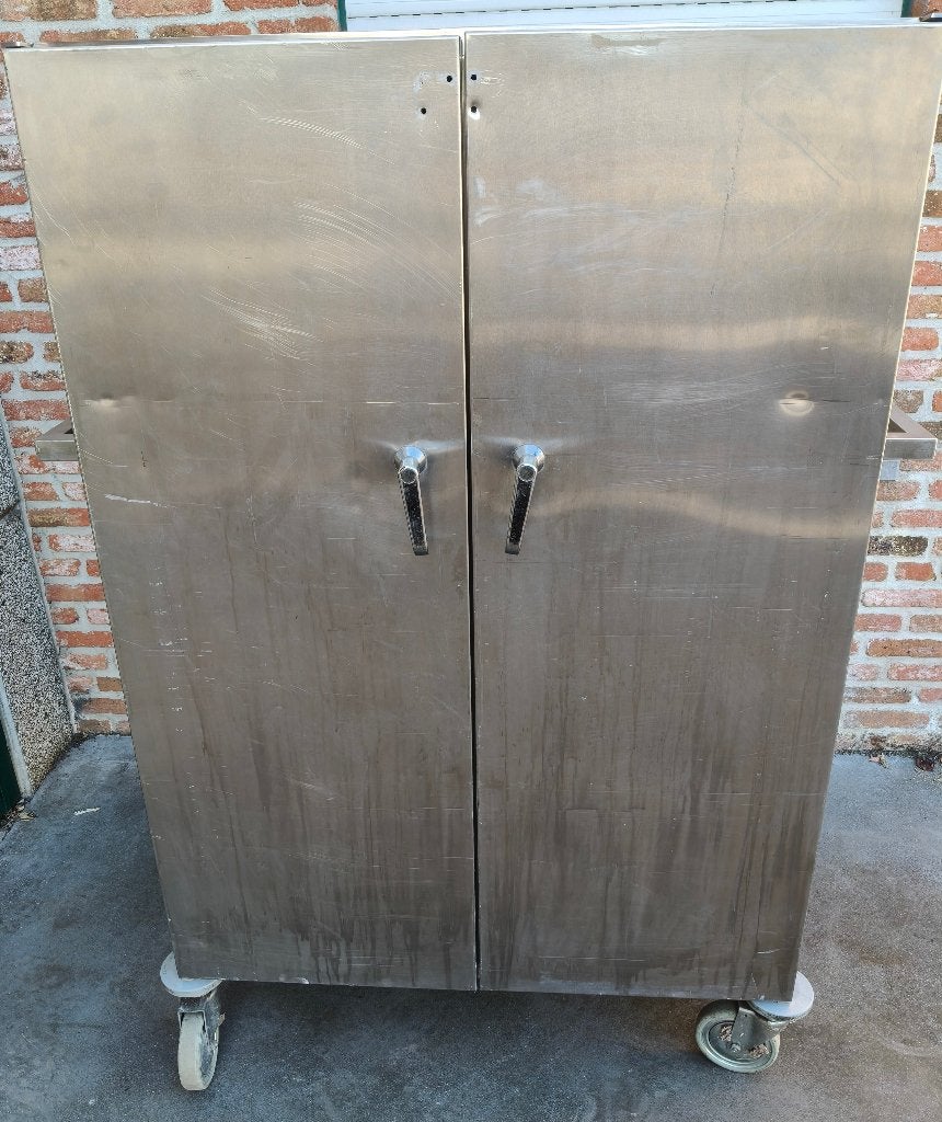 armoire de rangement en acier inox sur roulettes à 4 portes, Enlèvement, Utilisé