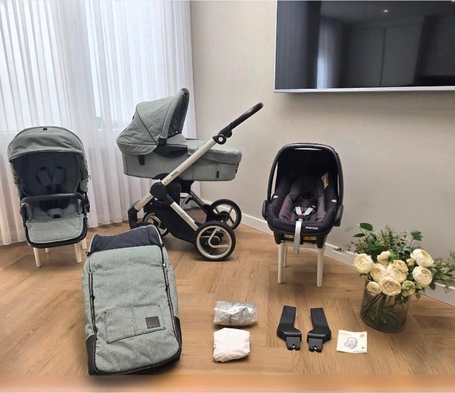 Mooie complete 3in1 
kinderwagen Mutsy Evo Farmer edition, Zo goed als nieuw, Mutsy, Verstelbare duwstang, Ophalen