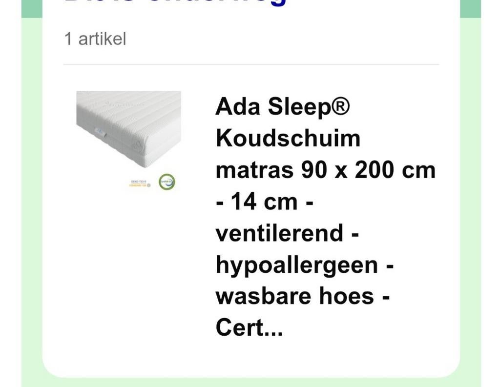 Nieuwe matras, verkeerd gekocht, Ophalen