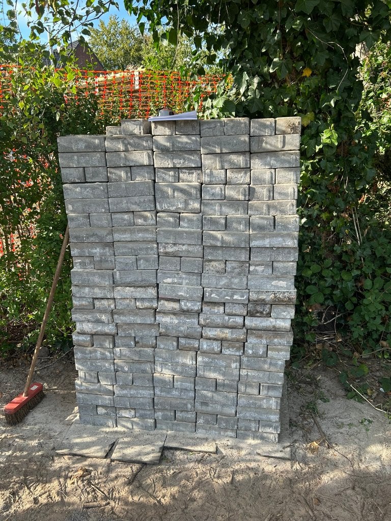 gratis betonklinker grijs, Ophalen, Gebruikt, Klinkers, 10 m² of meer