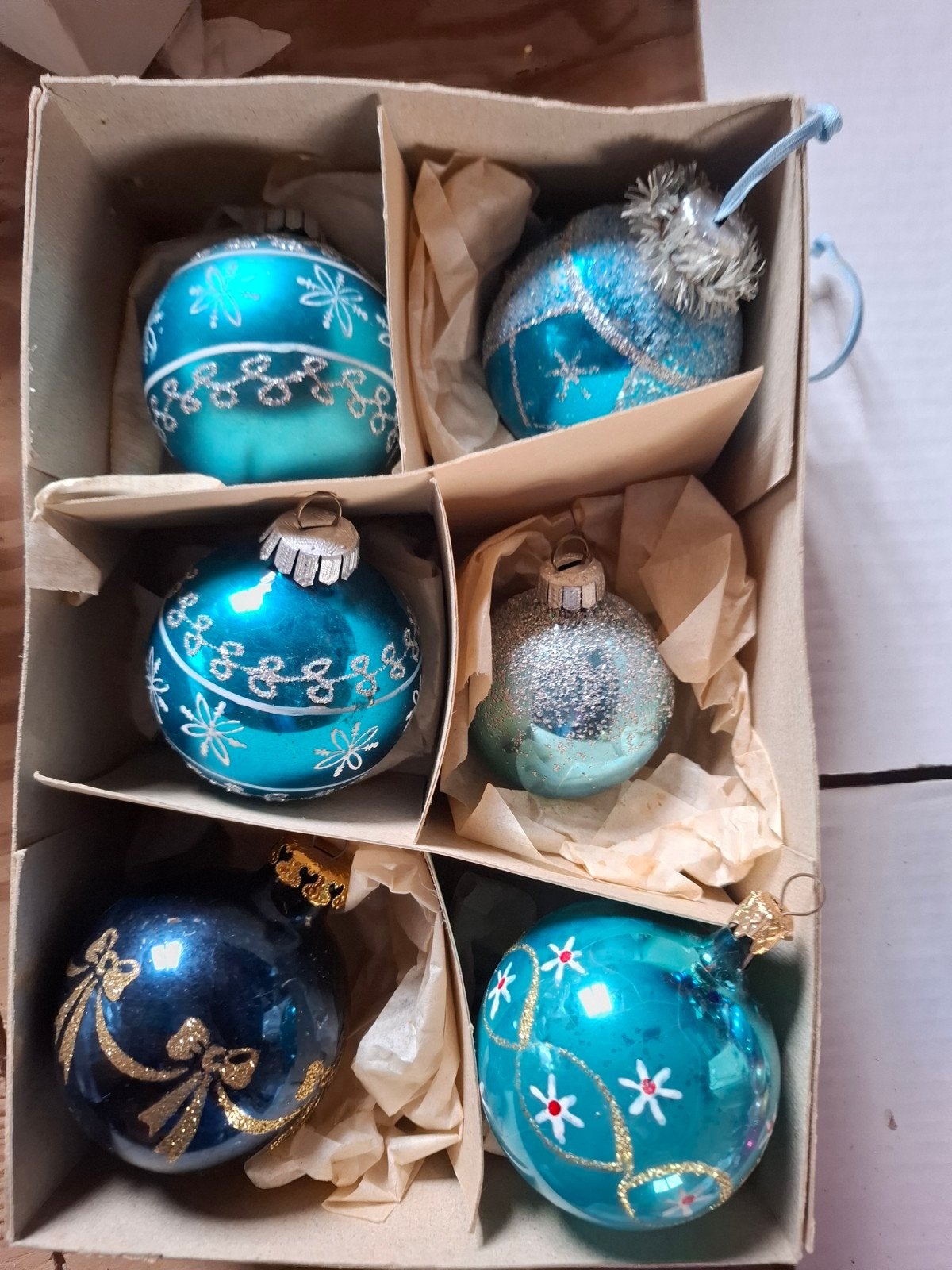 6 kerstballen blauw, Diversen, Ophalen