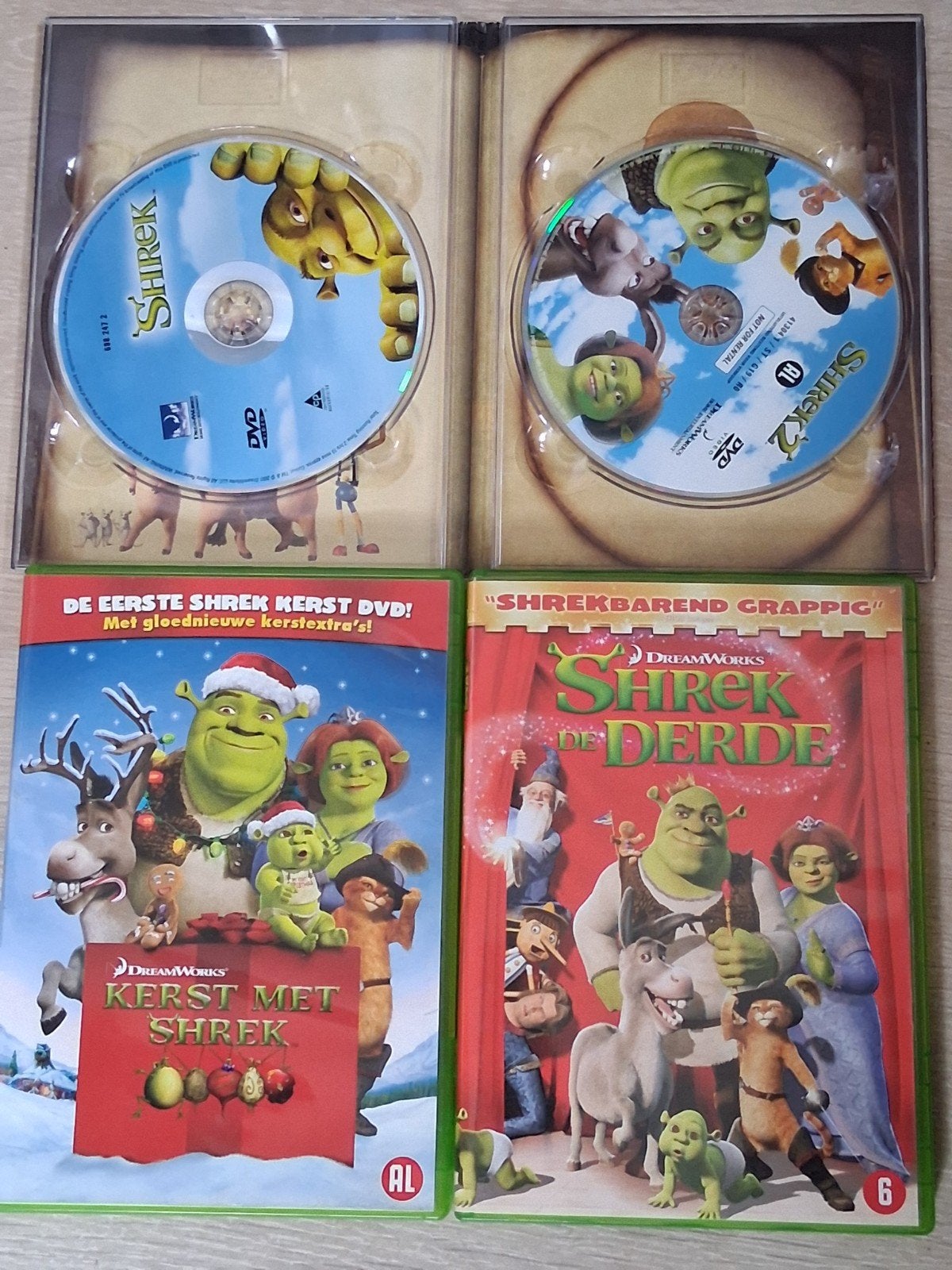 4 Shrek films op dvd, Cd's en Dvd's, Tekenfilm, Nederlands, Ophalen of Verzenden, Zo goed als nieuw