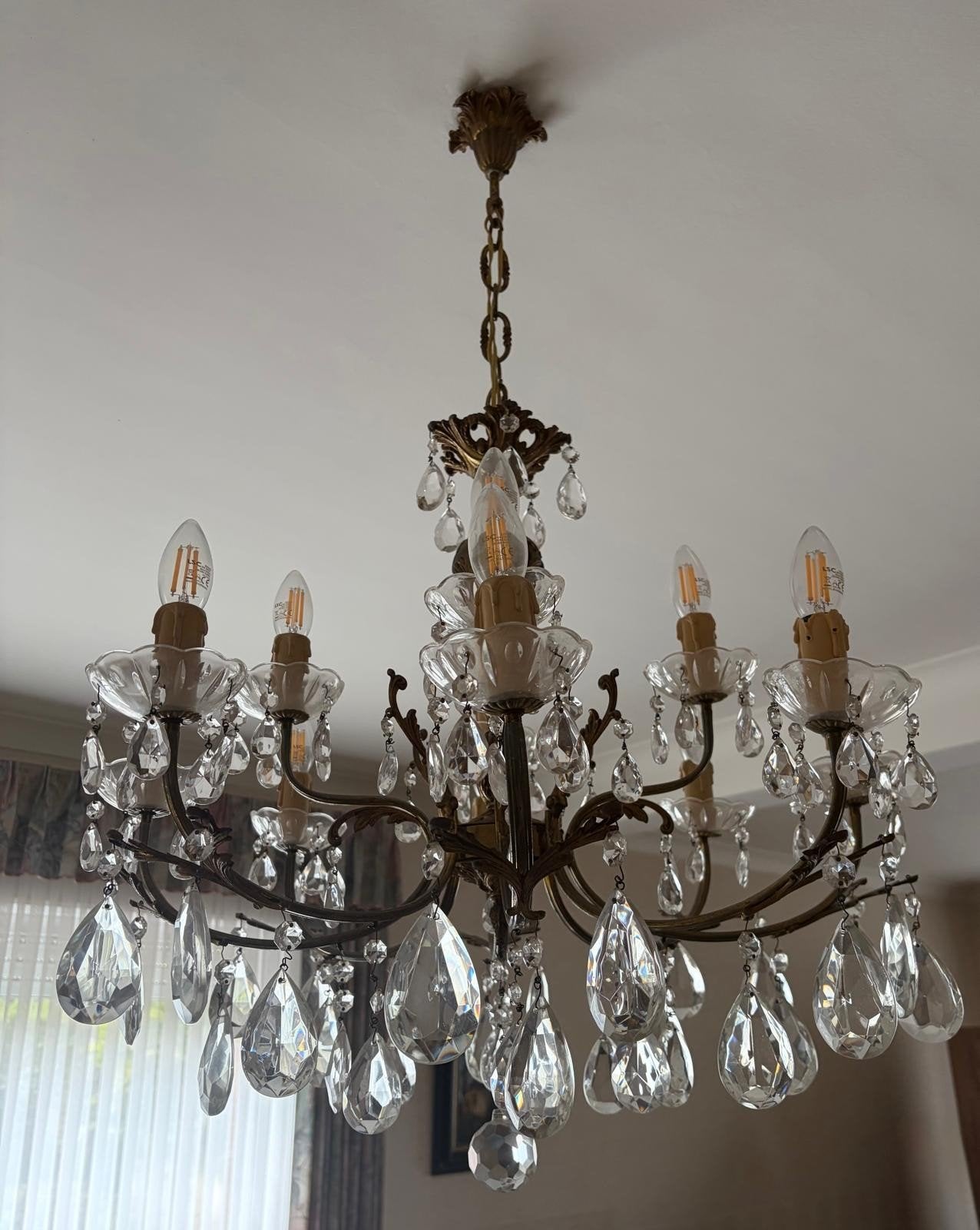 luster, Huis en Inrichting, Lampen | Kroonluchters, Ophalen, Gebruikt, Glas, E27 (groot)