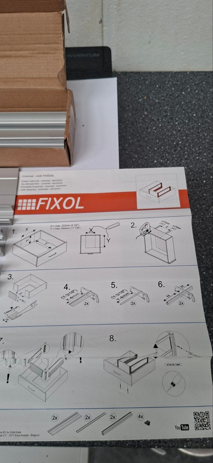 Kit d'encastrement pour tiroirs Fixol Nouveau !, Maison & Meubles, Neuf, Moins de 100 cm, 50 à 100 cm, Argenté