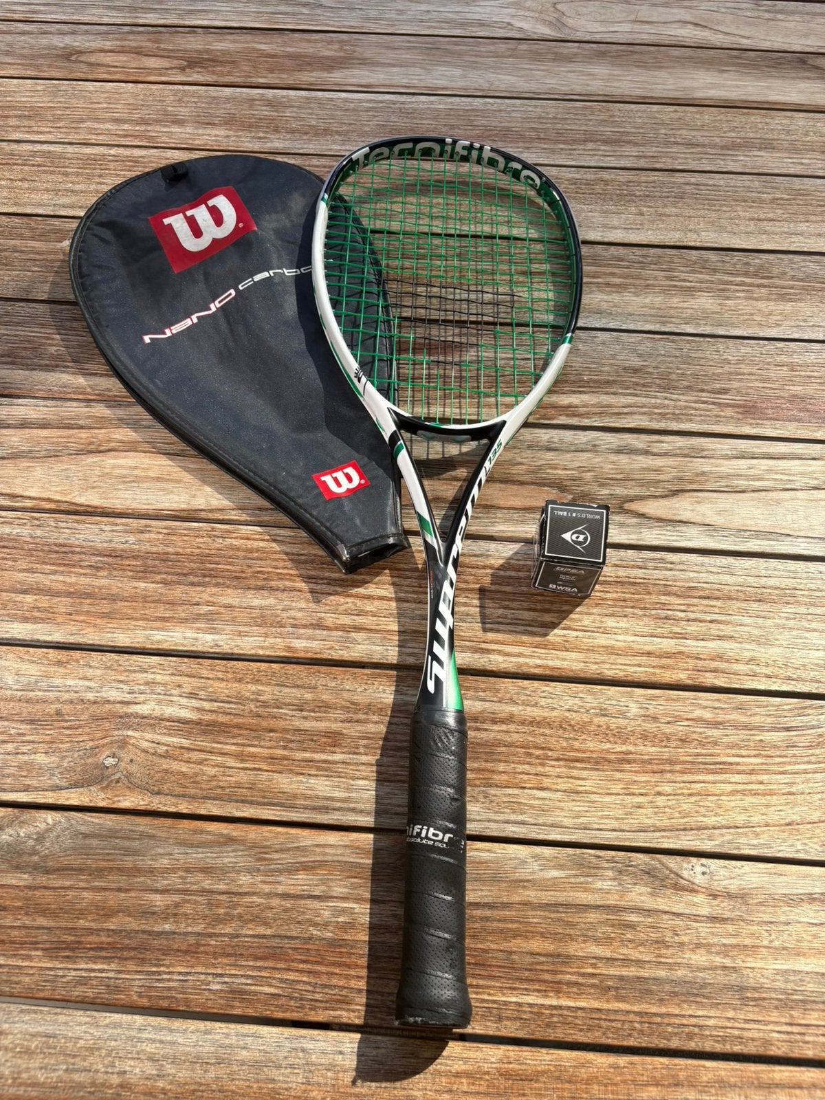 Squashracket Tecnifibre, Sport en Fitness, Squash, Ophalen, Gebruikt, Racket, Met hoes