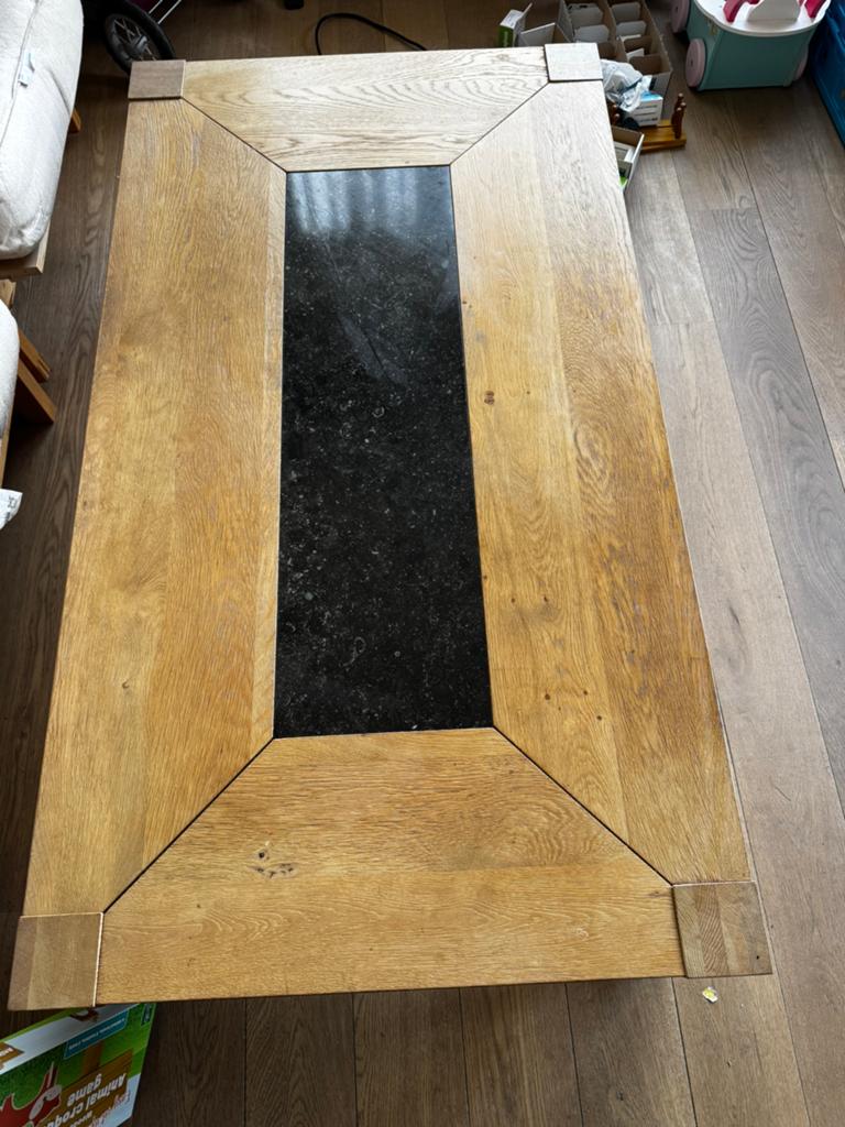 Salontafel eikenhout, 100 à 150 cm, Moins de 50 cm, Comme neuf, Enlèvement