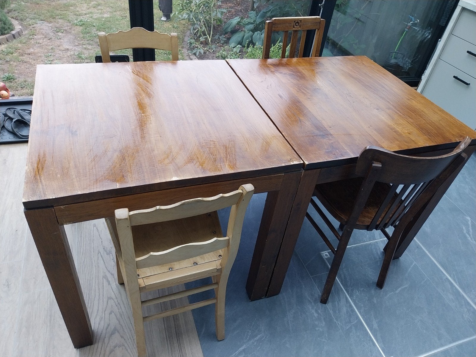 2 retro vierkante tafels uit feestzaal, Huis en Inrichting, Tafels | Eettafels, Ophalen, Gebruikt, 50 tot 100 cm, 50 tot 100 cm