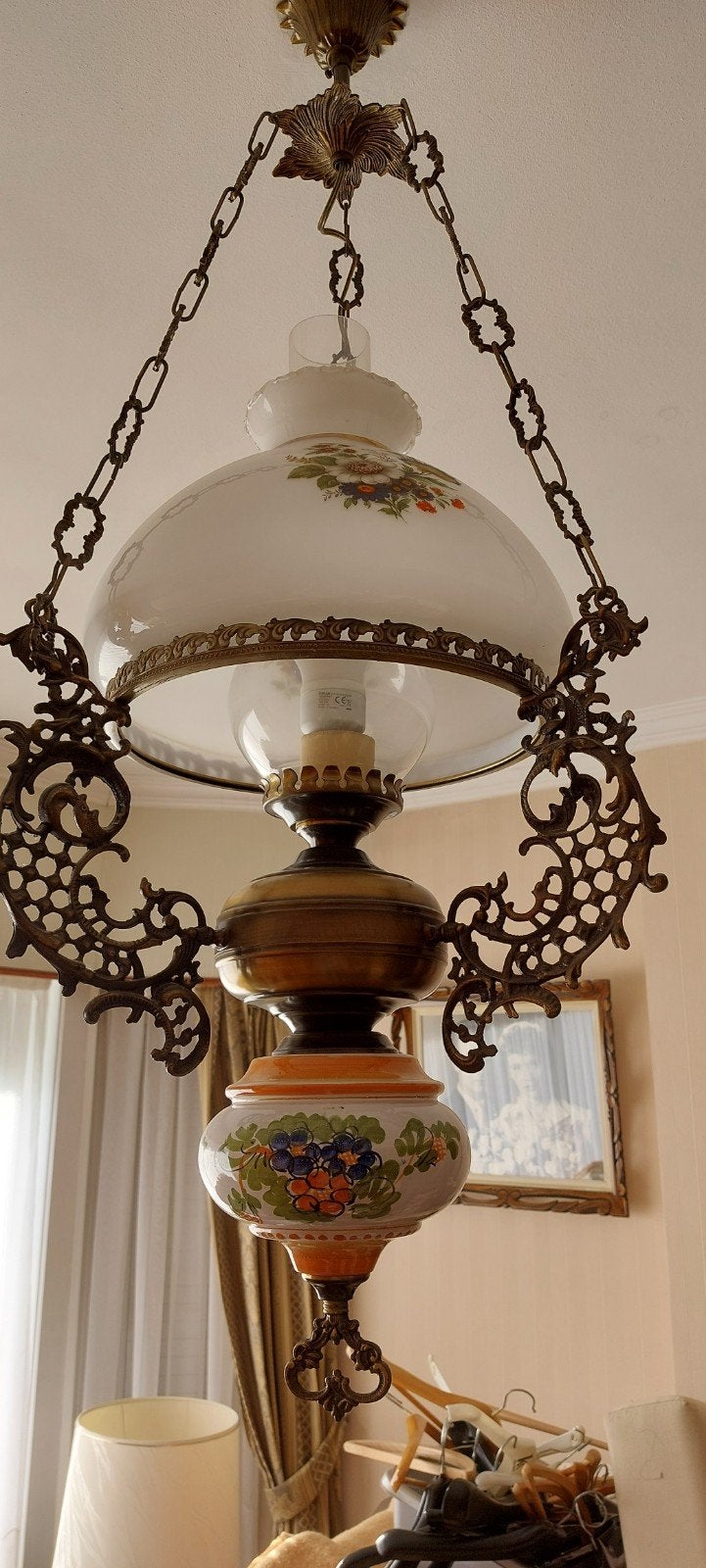 Antieke Lampe Belge hanglamp, Antiek en Kunst, Ophalen