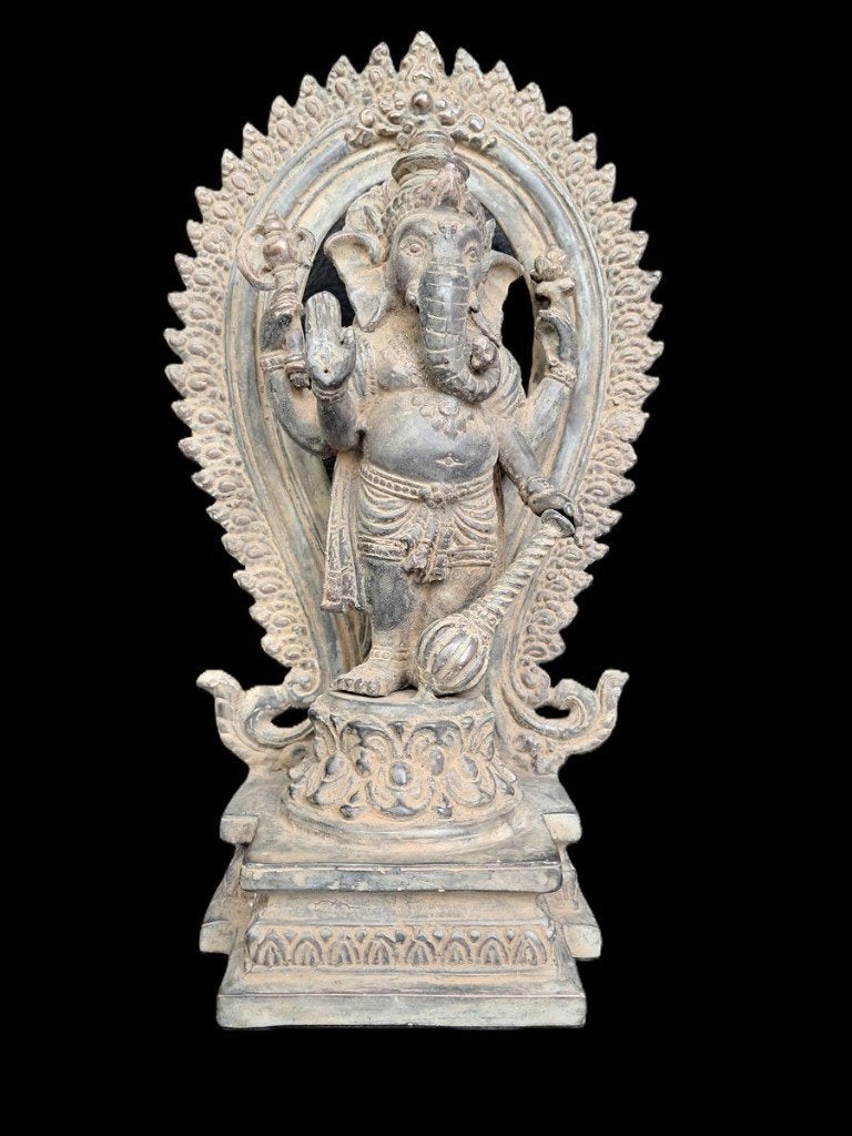 Statue en bronze de Ganesh/Ganapati/Inde/Asie, Neuf, Enlèvement ou Envoi, Autres matériaux, 30 cm