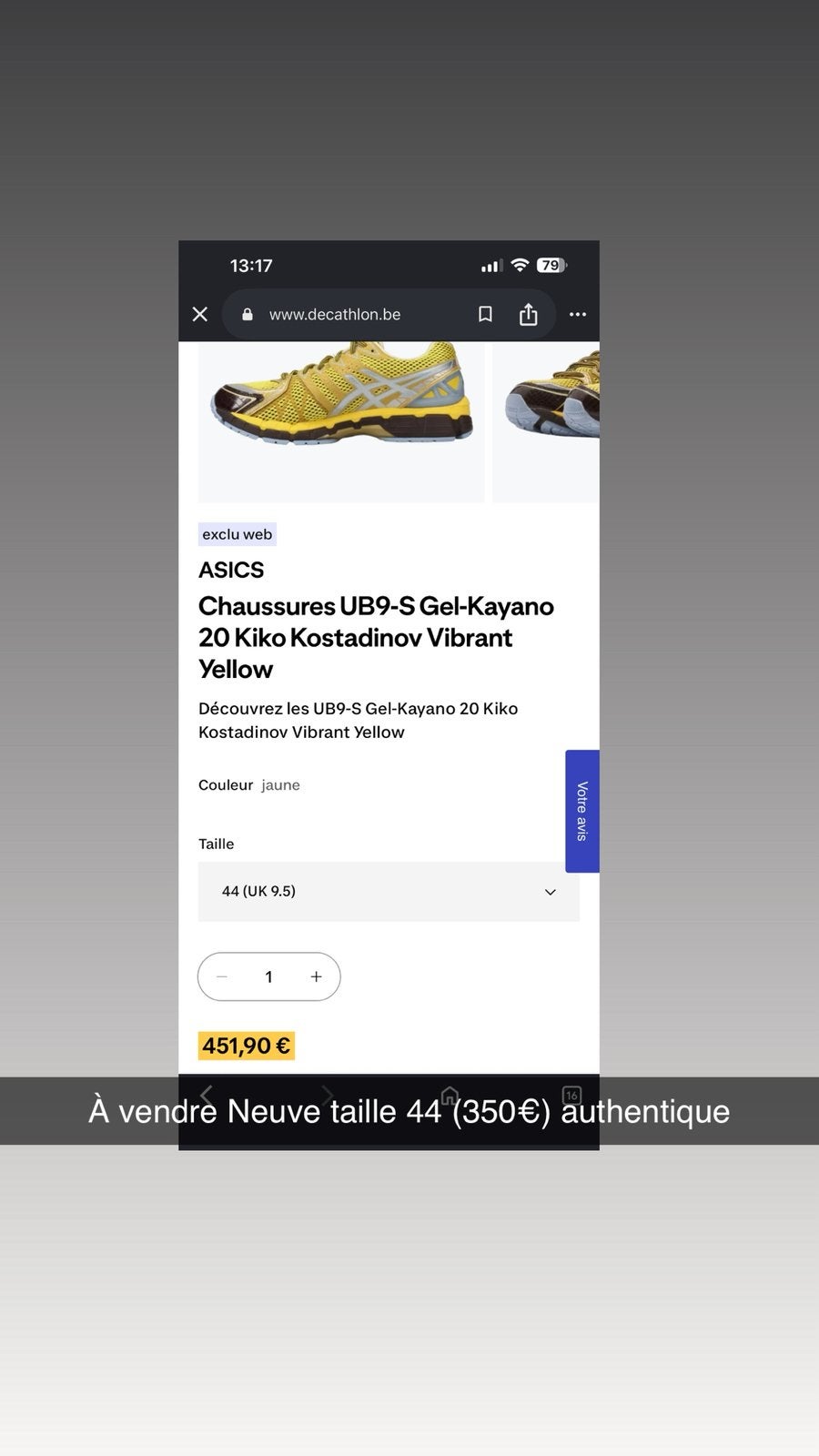 Asics basket kayano, Enlèvement