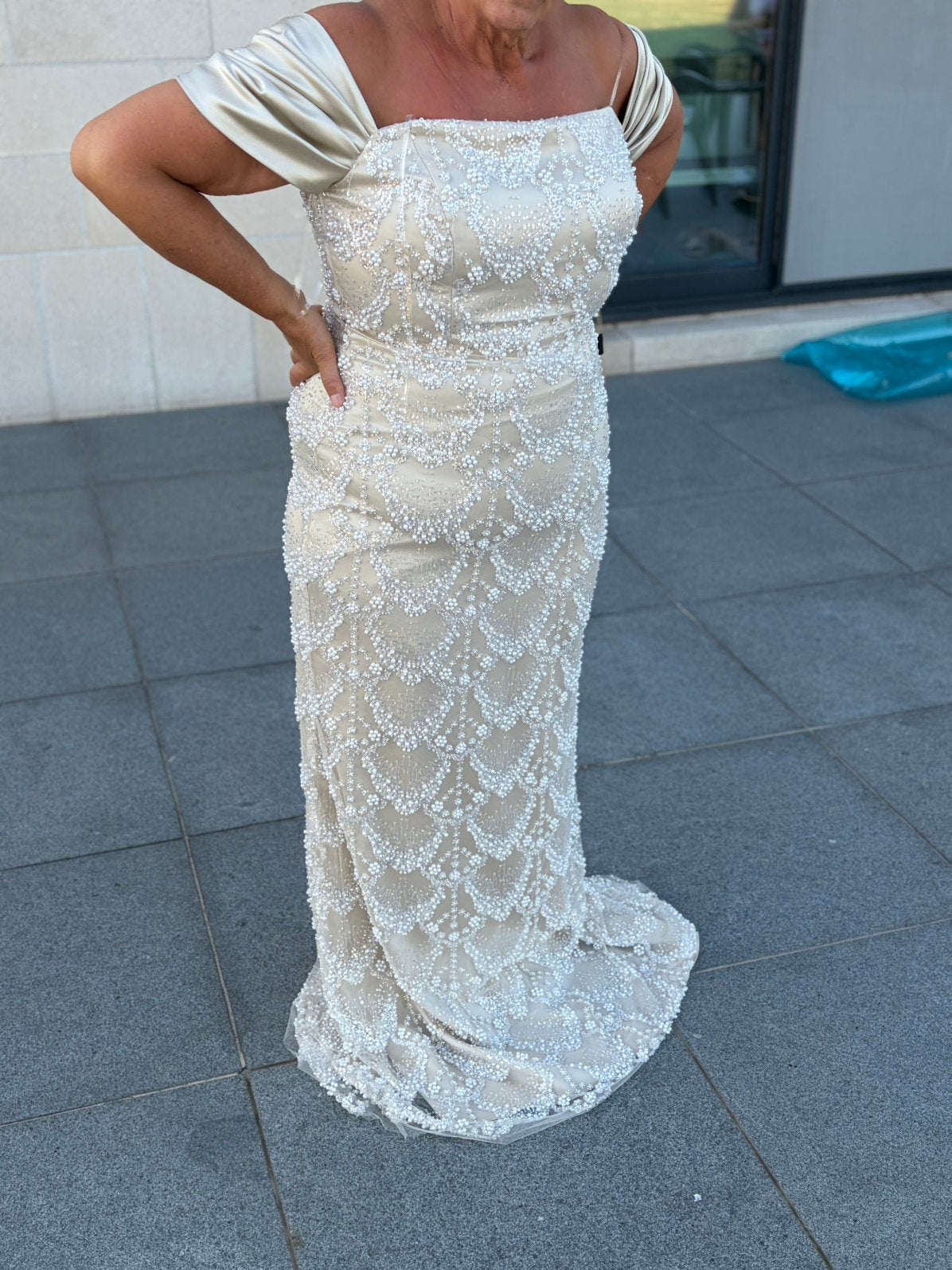 Robe de soirée grande taille, Neuf, Taille 46/48 (XL) ou plus grande, Beige, Enlèvement