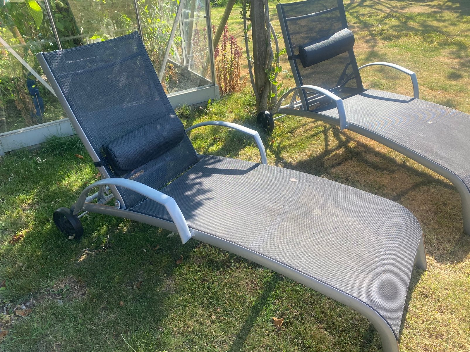 Ligzetels tuin, Tuin en Terras, Ligbedden, Ophalen, Gebruikt, Aluminium, Verrijdbaar