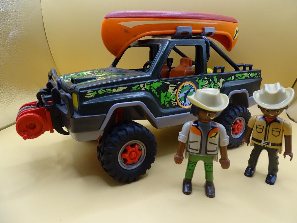 Playmobil safari-jeep met kano, Kinderen en Baby's, Ophalen of Verzenden, Gebruikt, Complete set