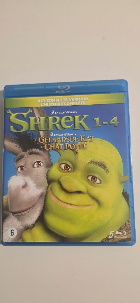 BR - Shrek 1-4 + Gelaarsde Kat, Cd's en Dvd's, Blu-ray, Zo goed als nieuw, Kinderen en Jeugd, Boxset, Ophalen of Verzenden