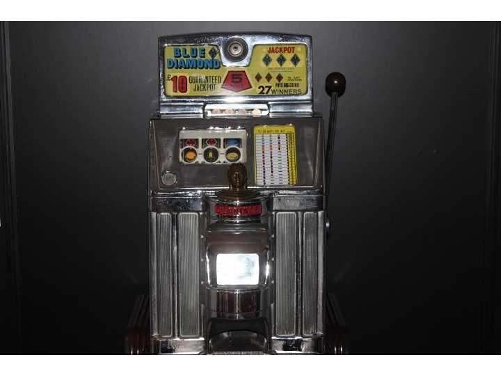 JENNINGS BLUE DIAMOND Slotmachine 1950, Overige munten, Ophalen of Verzenden, Gebruikt, Met sleutels