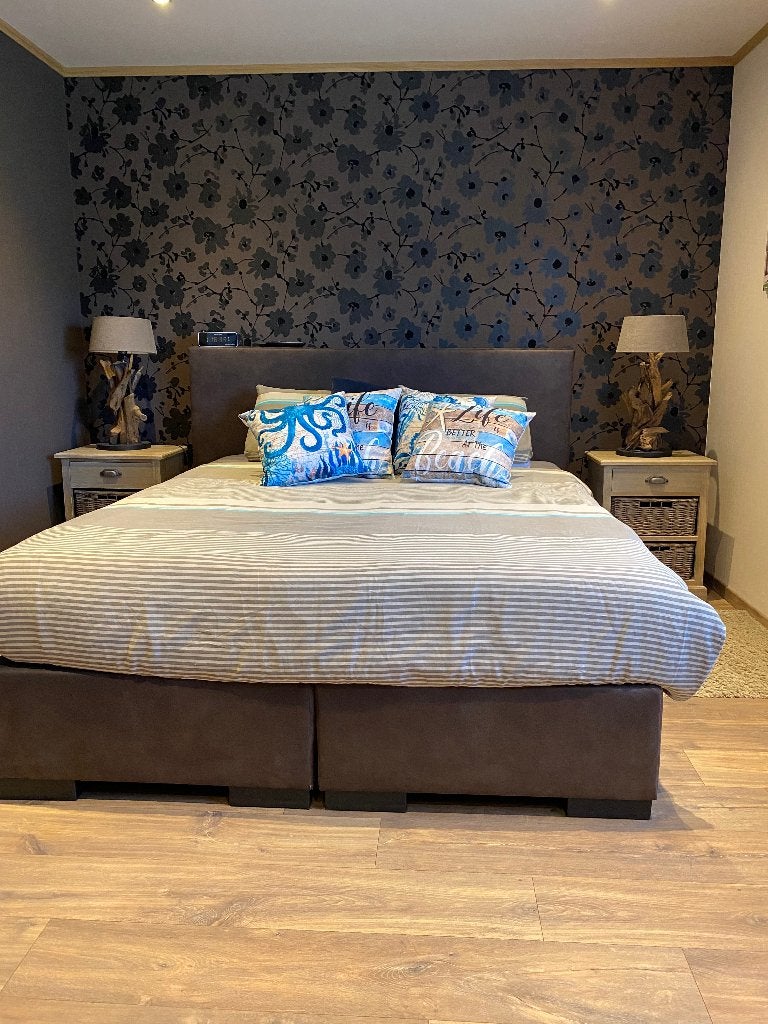 Boxspring 160x200, Huis en Inrichting, Ophalen, Gebruikt, Bruin, Tweepersoons