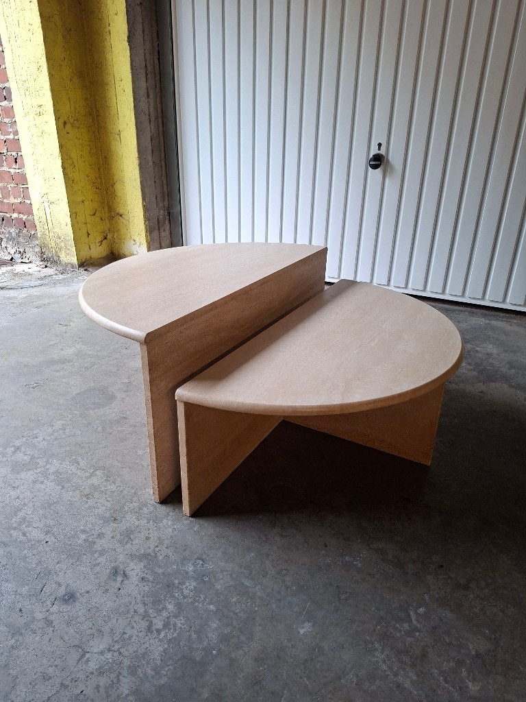 Italiaanse ronde salontafel van travertijn, Ophalen