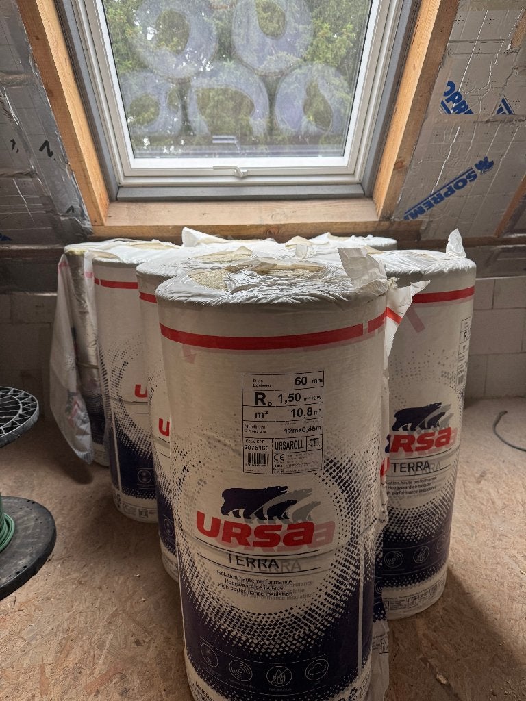 URSA glaswol isolatie 60mm met alu dampscherm, Bricolage & Construction, Neuf, 8 à 12 cm, 10 à 15 m², Enlèvement