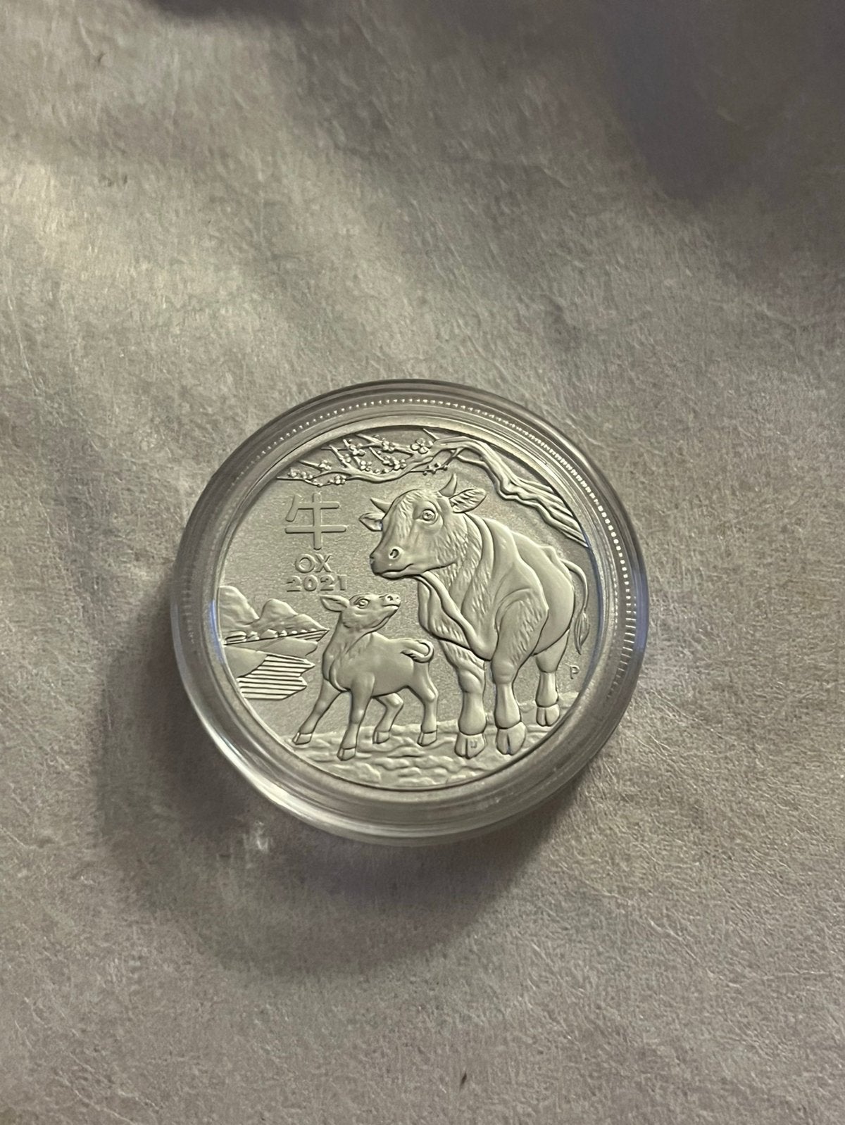 Zilveren muntje 1/2 oz Lunar 3 Ox 2021, Ophalen of Verzenden, Zilver