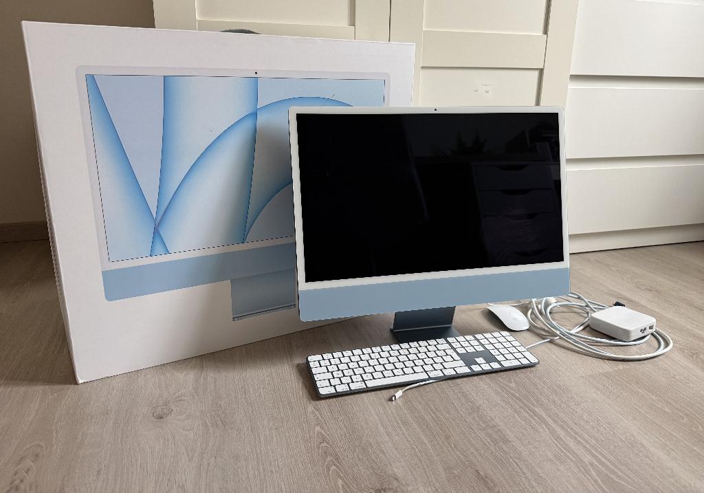 Apple iMac 24-inch, M1 (2021) - BLAUW, Computers en Software, Ophalen, 8 GB, IMac, Zo goed als nieuw